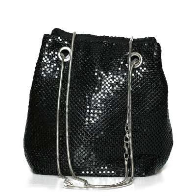 2020 New Developed Evening Clutch Purse Black Aluminum Chain Mail Bucket Bag Metal Mesh Shoulder Bag